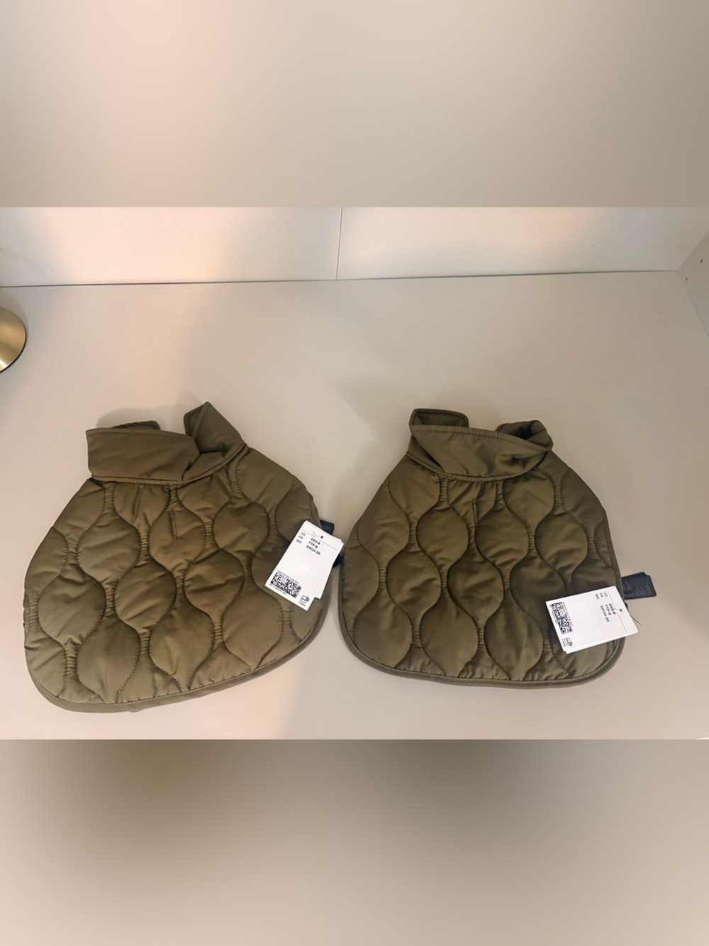 H&M Olive Quilted Pet Coat, XXS